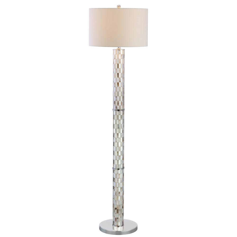JONATHAN Y Liam Cream 63.5 in. Seashell Mosaic Floor Lamp JUL1057A