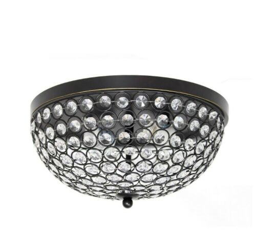 Elegant Designs 2-Light Elipse Restoration Bronze Crystal Flush Mount FM1000-RBZ