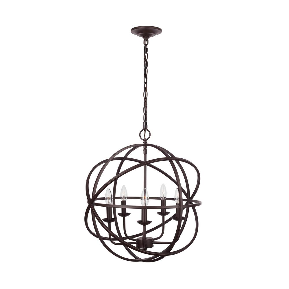 Home Decorators Collection Sarolta Sands 5-Light Bronze Orb Chandelier ZB 55607