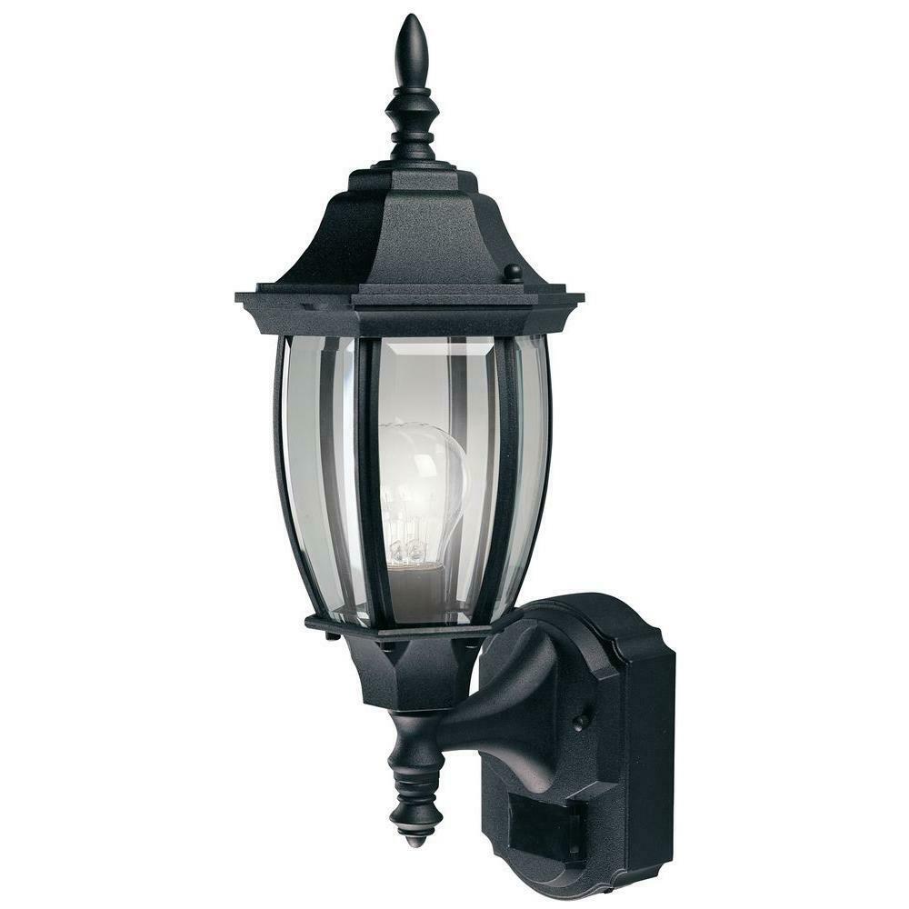 Heath Zenith 180 Degree Black Alexandria Wall Lantern Sconce HZ-4192-BK