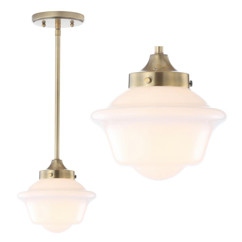 JONATHAN Y Kurtz 7.2 in. 1-Light Brass Gold LED Pendant JYL3516A