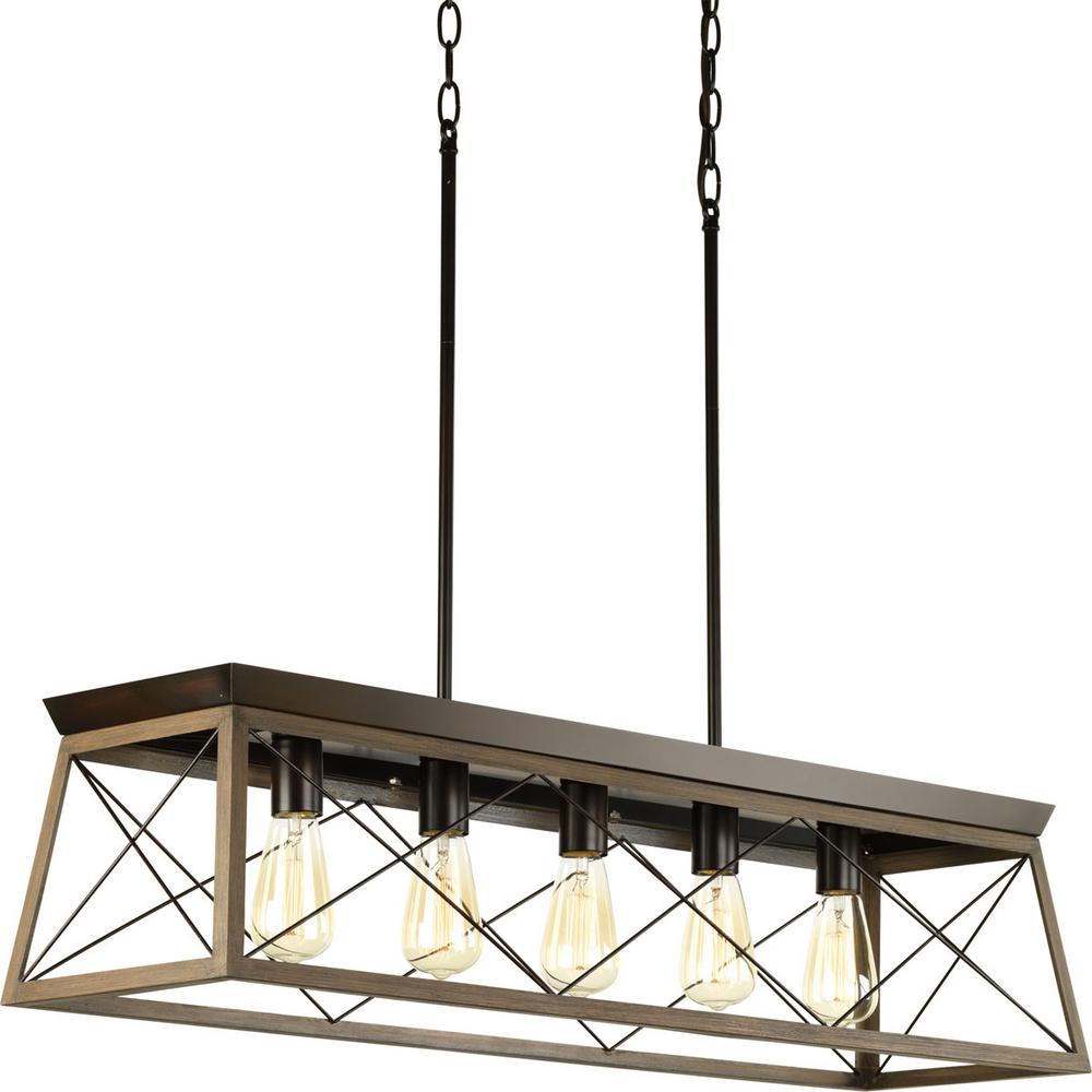 Progress Lighting Briarwood 5-Light Antique Bronze Linear Chandelier P400048-020