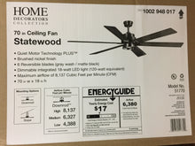 Load image into Gallery viewer, Home Decorators Statewood 70&quot; LED Brushed Nickel Ceiling Fan With Remote 51770
