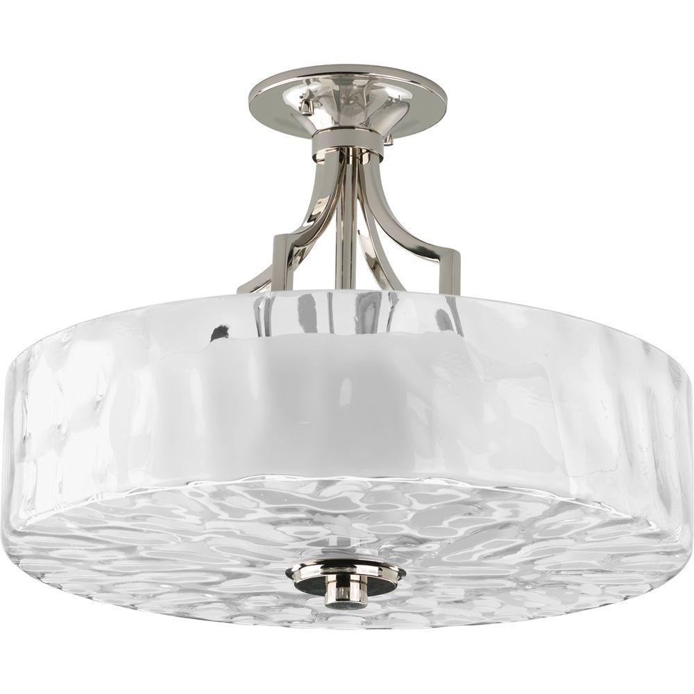 Progress Lighting P3434-104 Caress 2-Light Polished Nickel Semi-Flushmount
