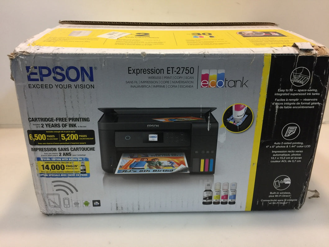 Epson Expression ET-2750 Eco Tank Wireless Color All-in-One Supertank Printer