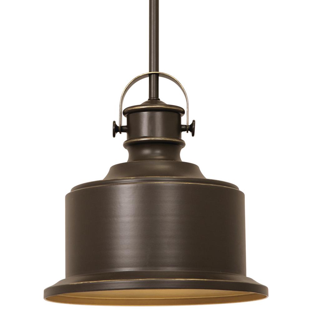 Progress Lighting Callahan 1-Light Bronze Pendant With Metal Shade P500057-020DI