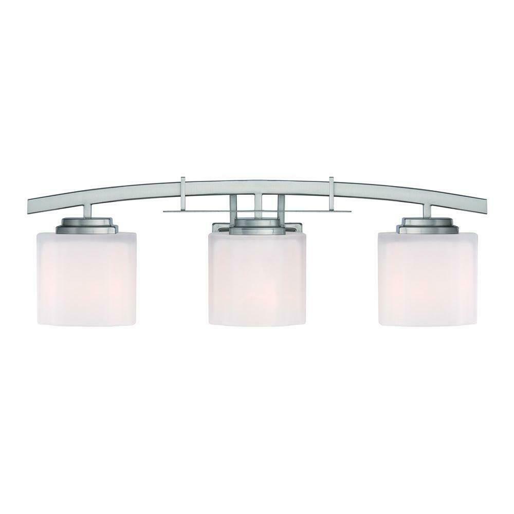 Hampton Bay Architecture 3-Light Brushed Nickel Vanity Light 15041
