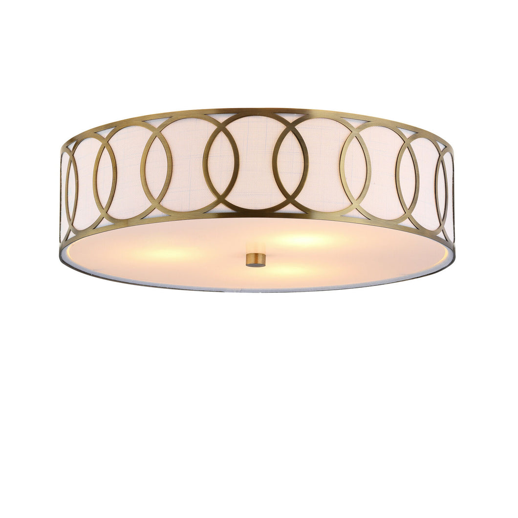JONATHAN Y Aubrey 3-Light 15.5 in. Brass Gold Metal Flush Mount JYL3503A