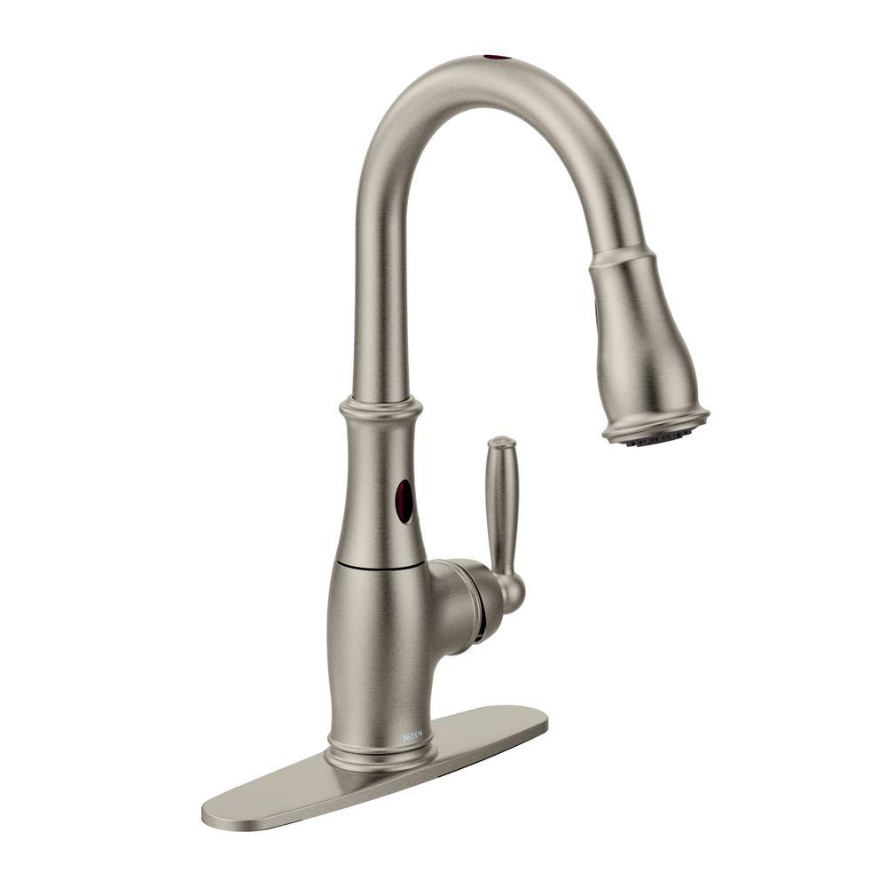 MOEN 7185ESRS Brantford Pull-Down Sprayer Touchless Kitchen Faucet, Stainless