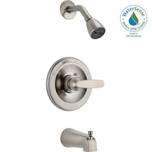 Load image into Gallery viewer, Delta BT13410-SS Foundations 1-Handle Tub &amp; Shower Faucet Trim Kit Stainless
