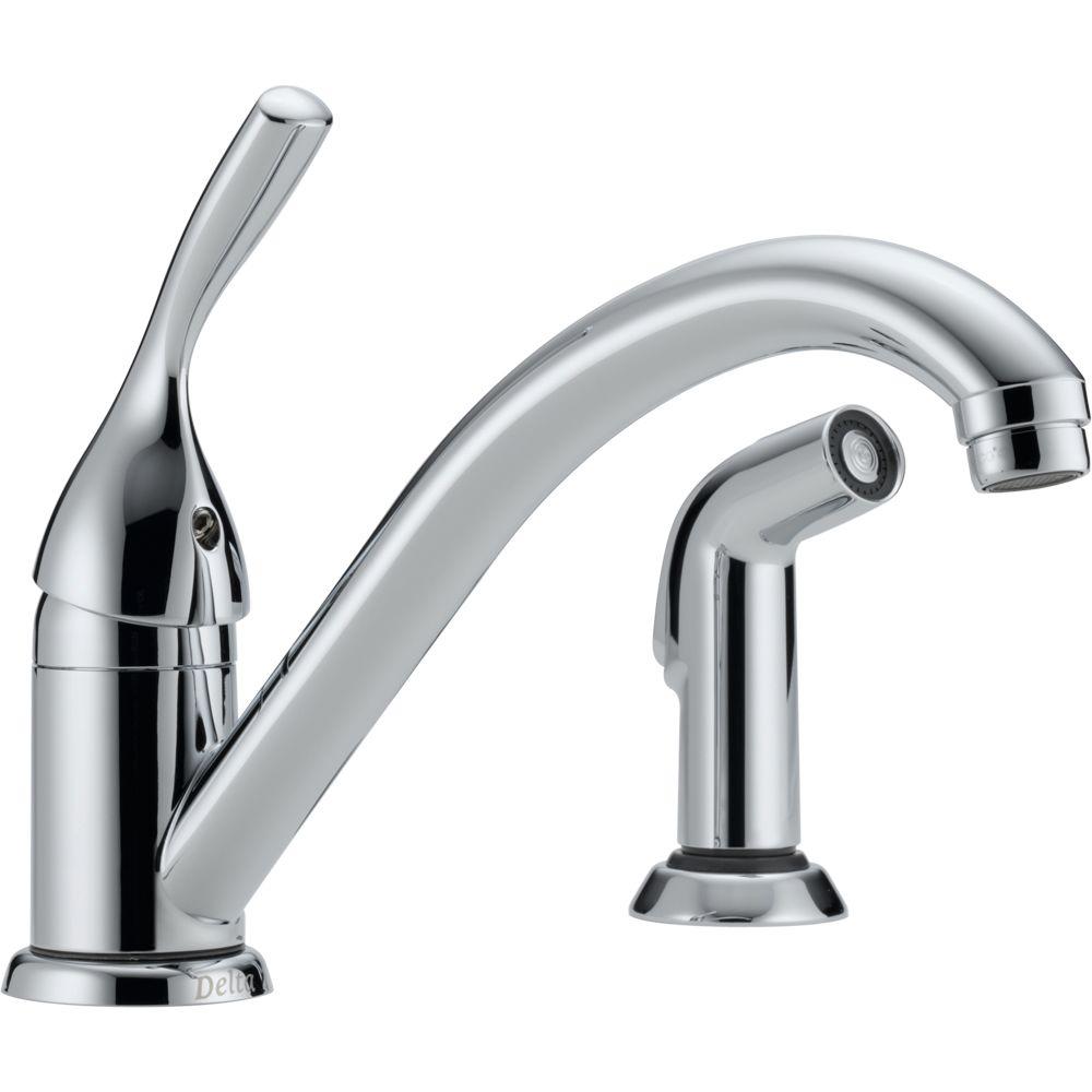 Delta 175-DST Classic 1-Handle Standard Kitchen Faucet w/ Side Sprayer Chrome