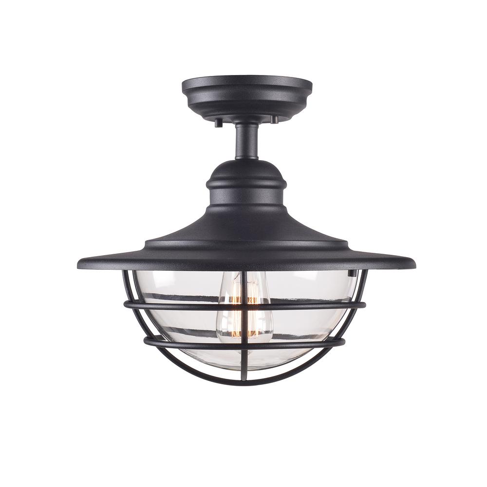 Kenroy Home 93669BL Eli 1-Light Black Semi-Flush Mount