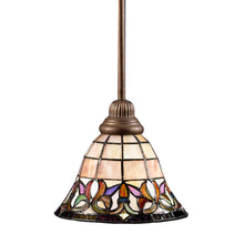 Load image into Gallery viewer, Portfolio 34553 Flora 8.5&quot; Mission Bronze Tiffany-Style Mini Pendant 77486
