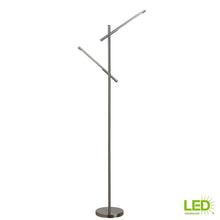 Load image into Gallery viewer, Hampton Bay 20052-001 LED 60 in. Brushed Nickel Dual Floor Lamp 1001820858
