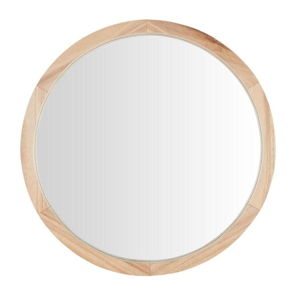 HDC 24 in. Medium Round Brown Natural Wood Transitional Accent Mirror H5-MH-249