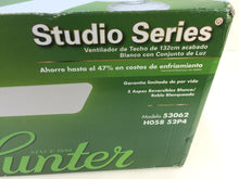 Load image into Gallery viewer, Hunter 53062 Studio Series 52&quot; Indoor White Ceiling Fan with Light

