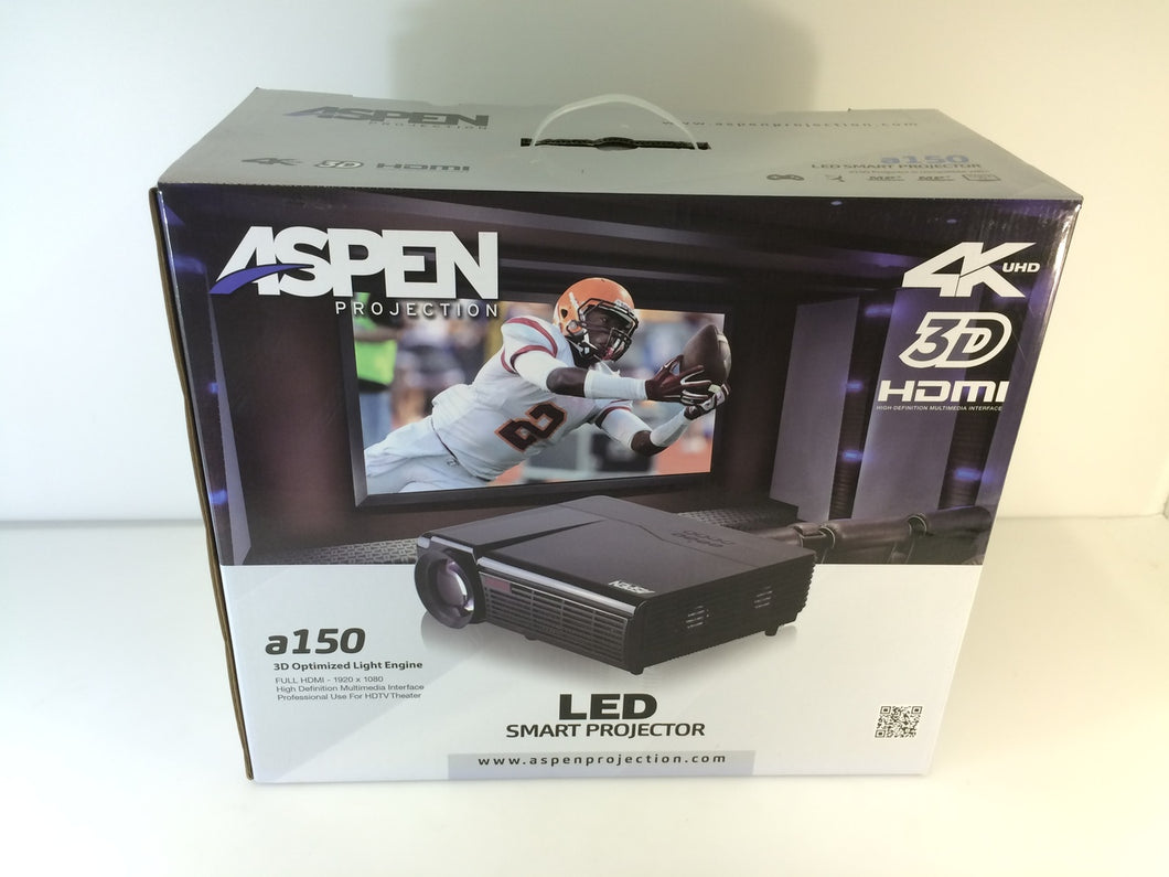 Aspen Projection A150 LED Smart Projector 4K UHD 3D HDMI I