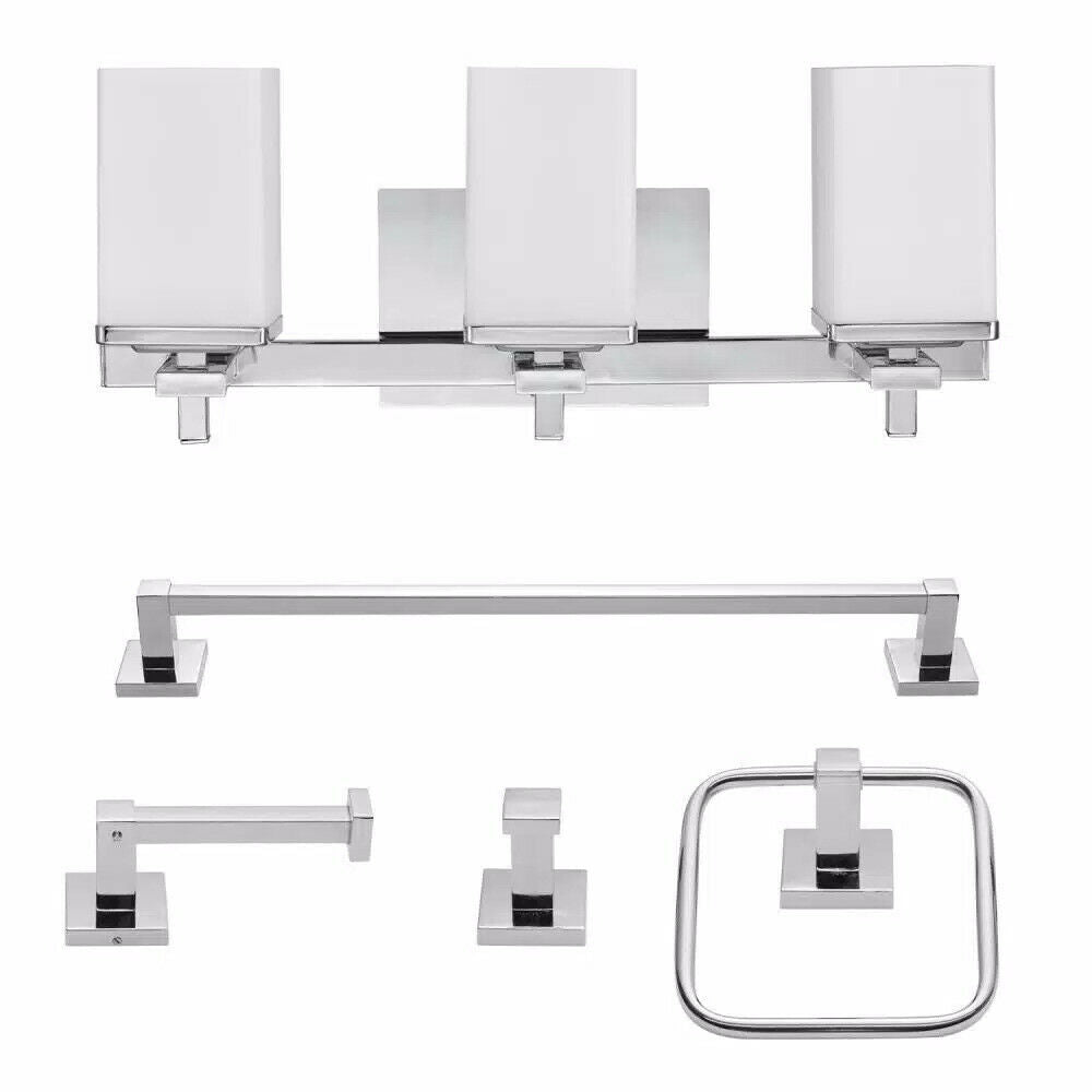 Globe Electric Finn 3-Light Chrome All-In-One Bath Light Vanity (5-Piece) 59221