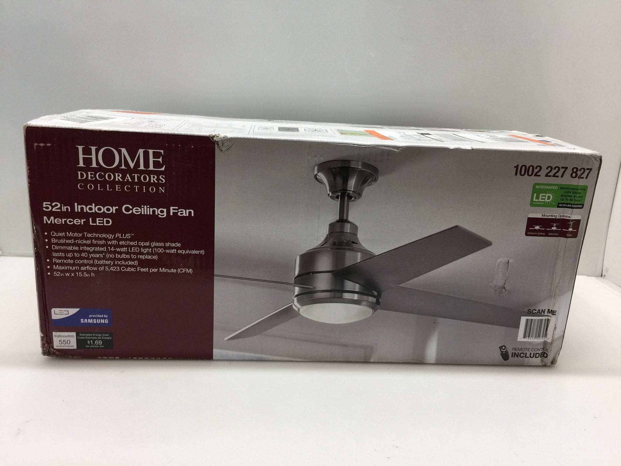 Mercer 52 In Led Indoor Brushed Nickel Ceiling Fan Installation