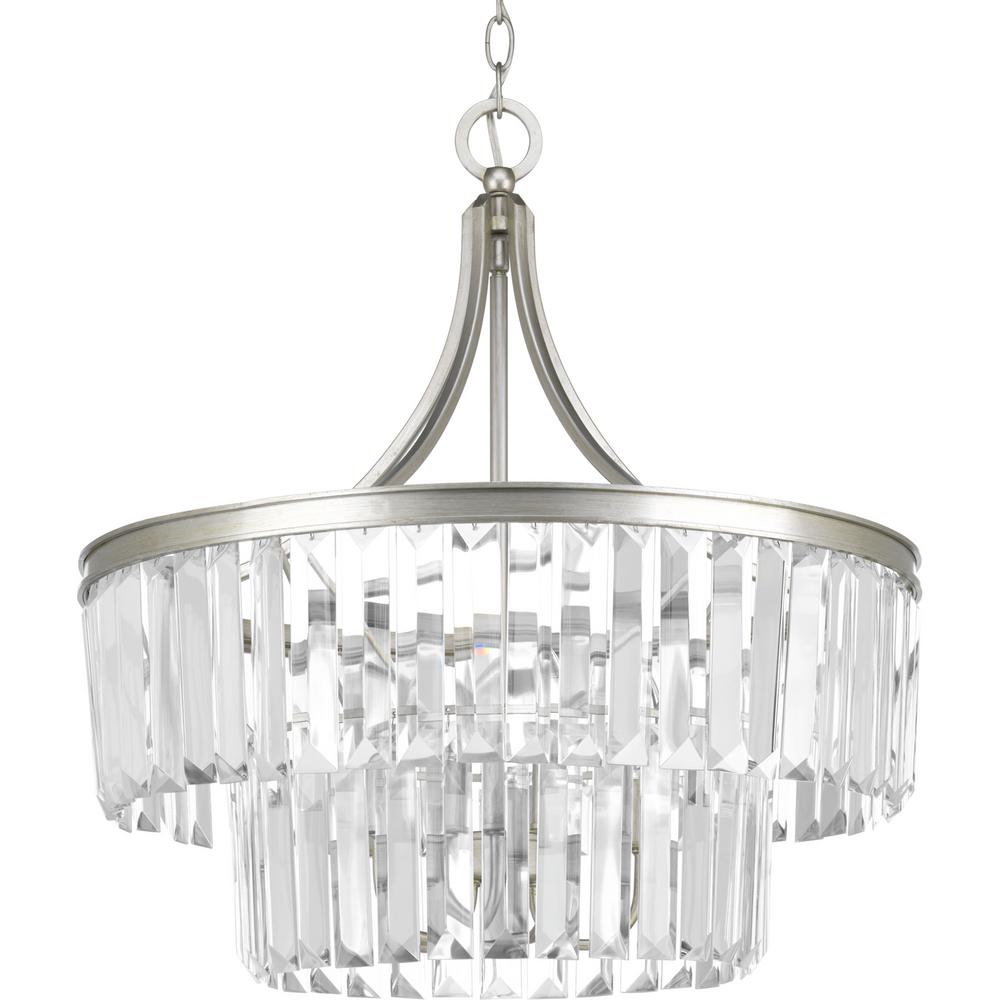 Progress Lighting Glimmer Collection 5-Light Silver Ridge Pendant P5321-134