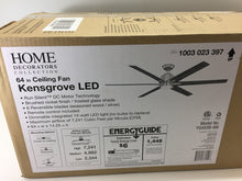 Load image into Gallery viewer, Home Decorators Kensgrove 64in. LED Brushed Nickel Ceiling Fan YG493B-BN
