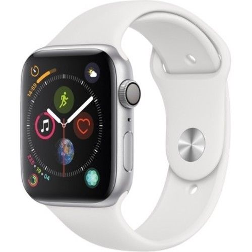 Apple Watch Series 4 44 mm Silver Aluminum Case White Sport Band MU6A2LL/A