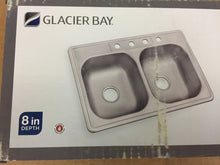 Load image into Gallery viewer, Glacier Bay HDDB332284 Drop-In Stainless Steel 33&quot; 4-Hole 2-Bowl Kitchen Sink
