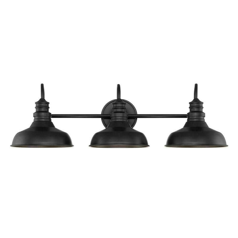 Cordelia Lighting 30 in. 3 Light Black Industrial Bathroom Vanity Light 2629-05