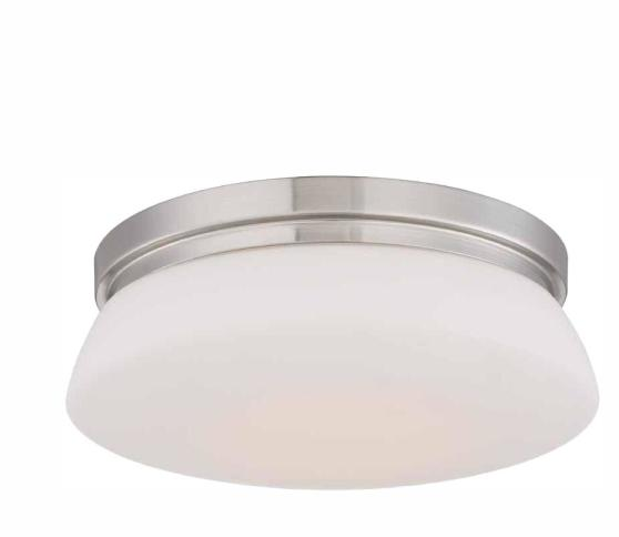 Hampton Bay 13 in. Brushed Nickel LED Flush Mount with Opal Glass HBLED1034-35