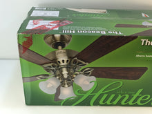 Load image into Gallery viewer, Hunter 53078 Beacon Hill 42&quot; Indoor Antique Brass Ceiling Fan
