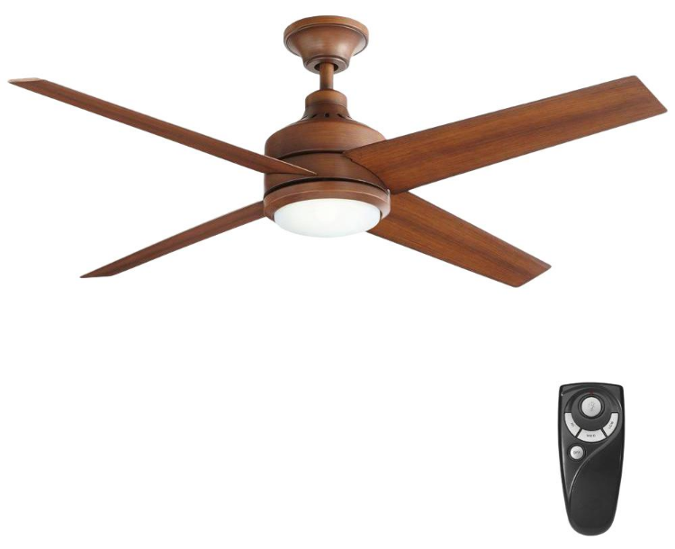 Home Decorators Mercer 52 in. LED Indoor Distressed Koa Ceiling Fan 54728