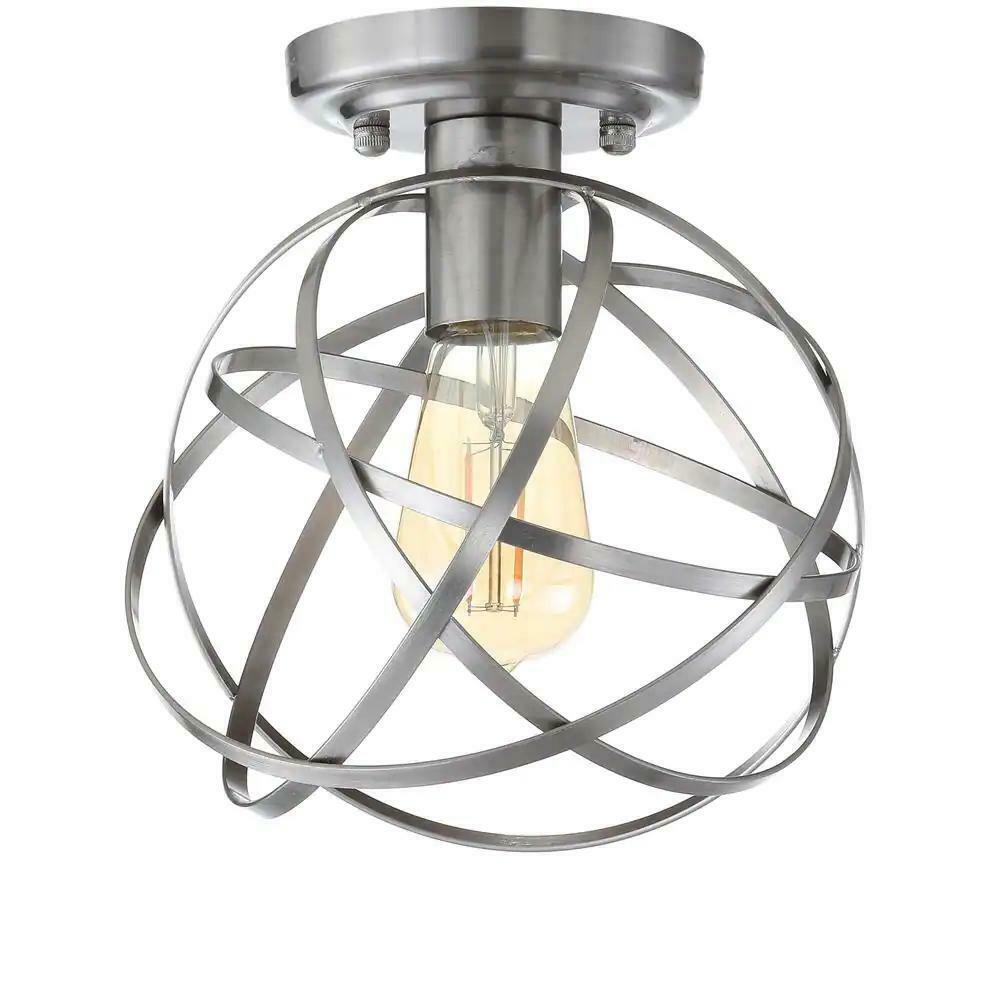JONATHAN Y Alba 8.5 in. Nickel Metal Orb LED Flush Mount JYL9515B