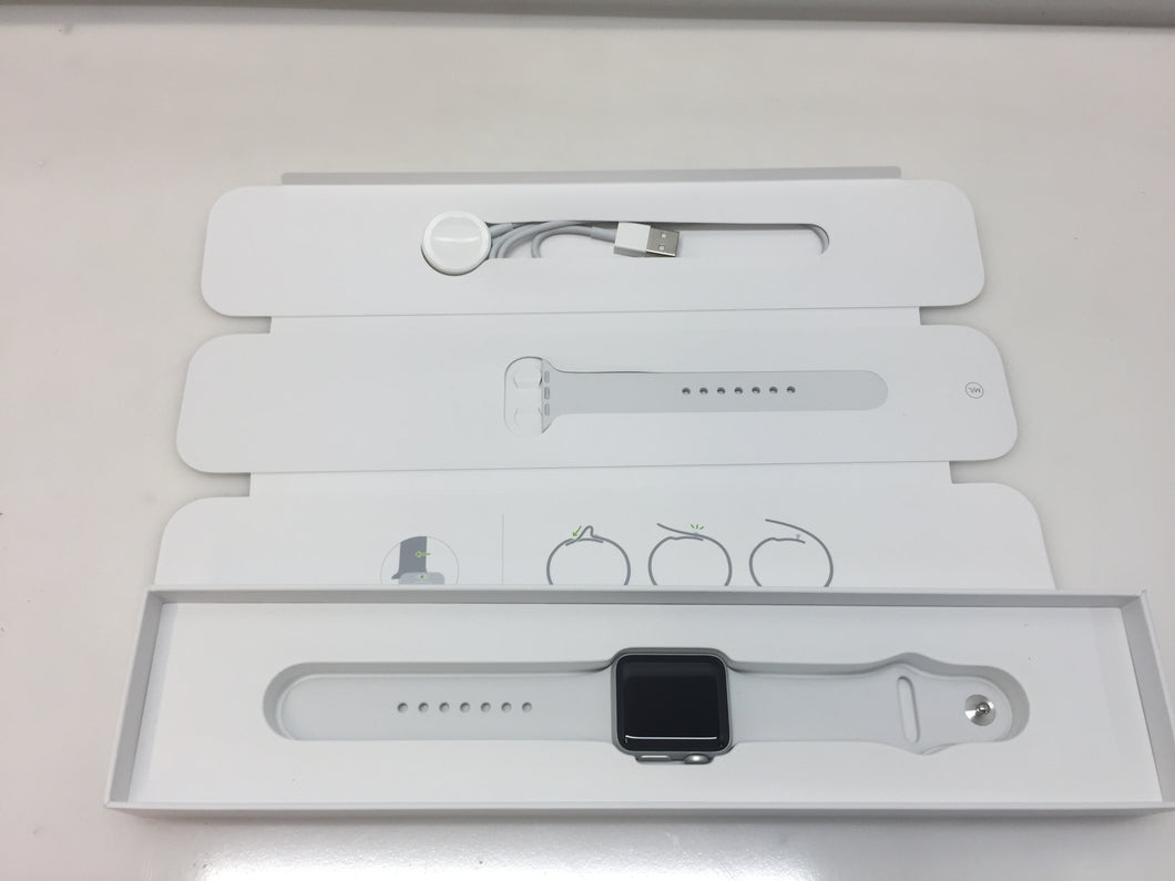 Apple Watch Series 3 38mm MTEY2LL/A Silver Aluminum Case White Sport Band