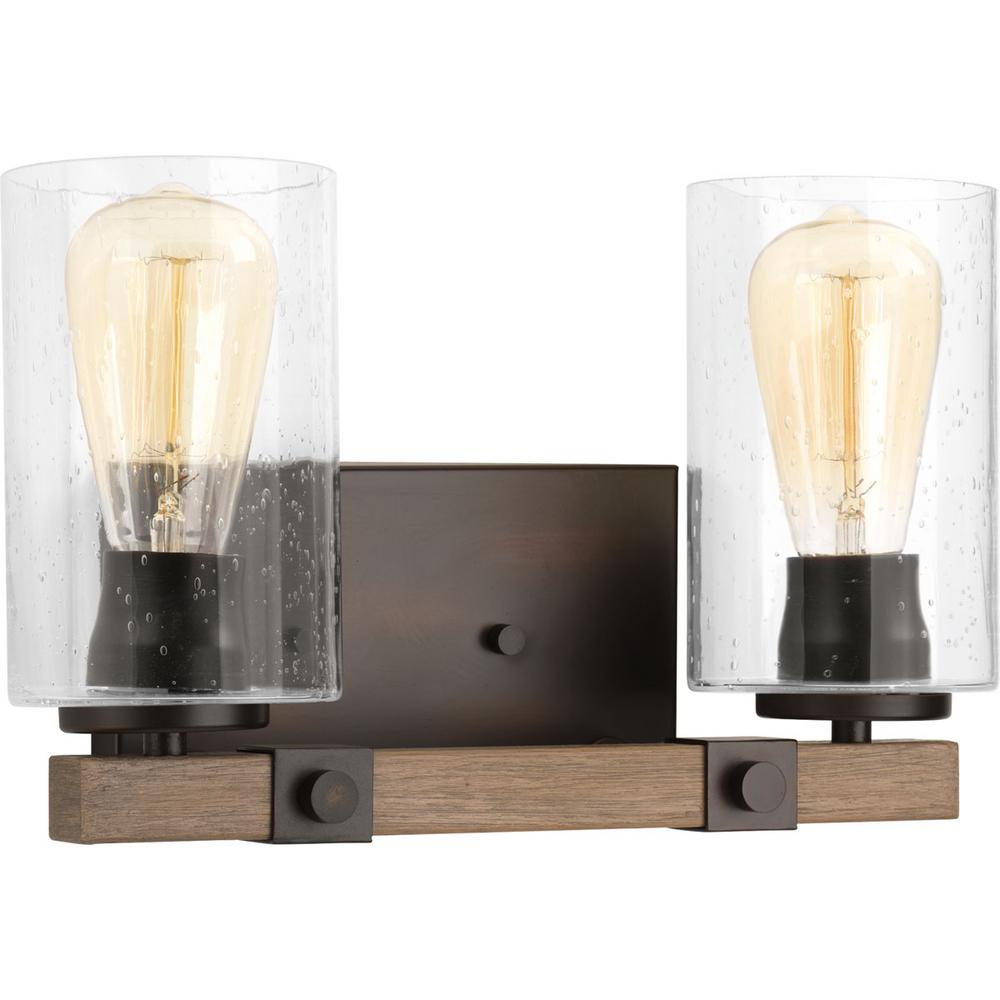 Progress Lighting P300067-020 Barnes Mill 2-Light Bronze Bathroom Vanity Light