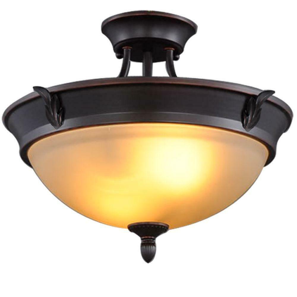 Hampton Bay S351JU02 2-Light Oil-Rubbed Bronze Semi-Flush Mount 1000054134