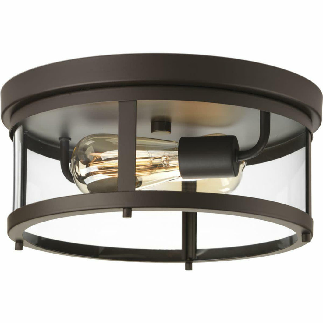 Progress Lighting Gunther Antique Bronze 2-Light Outdoor Flush Mount P550021-020
