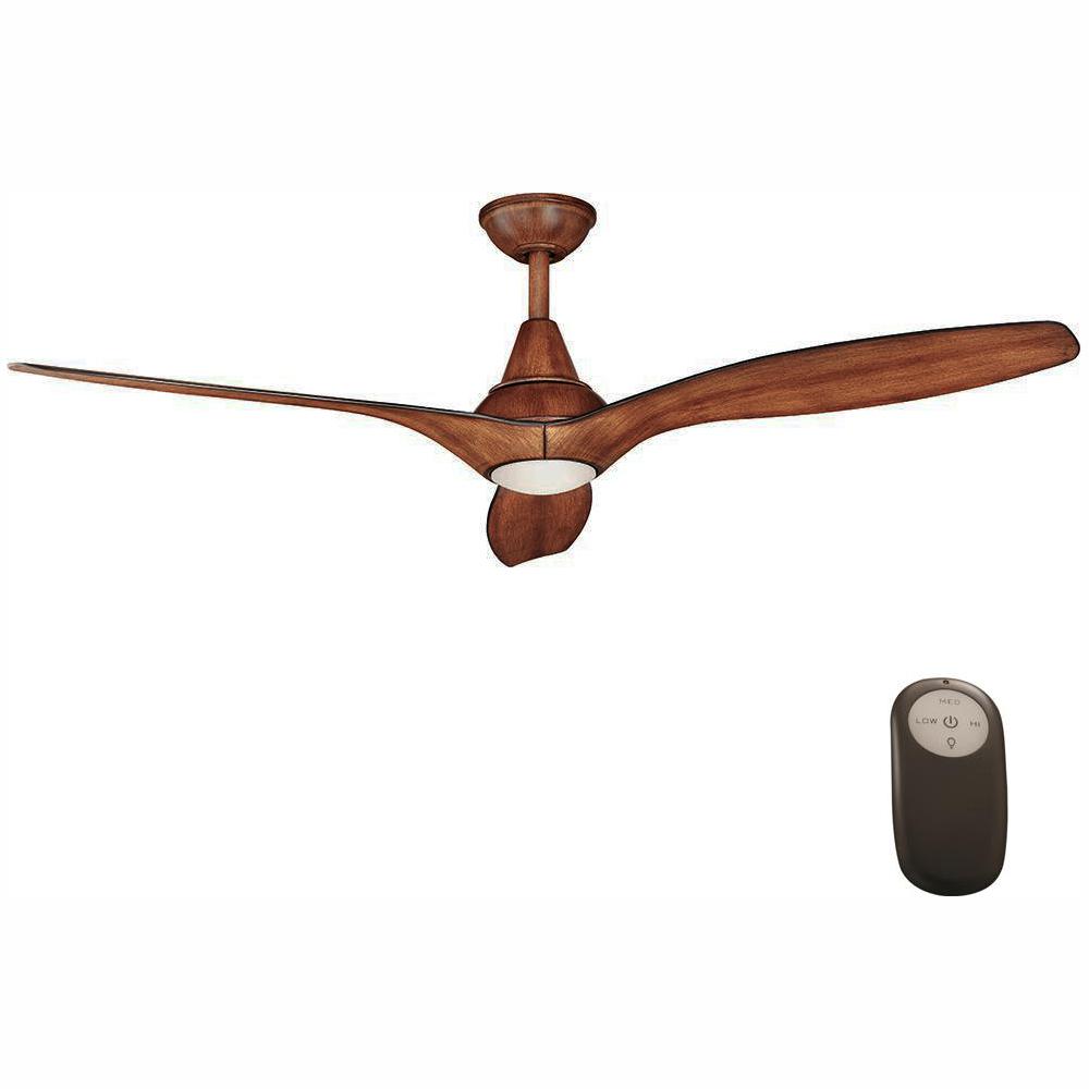 Home Decorators Tidal Breeze 56 in. LED Indoor Distressed Koa Ceiling Fan 54662