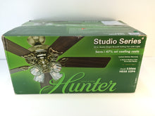 Load image into Gallery viewer, Hunter 53066 Studio Series 52&quot; Indoor Bright Brass Ceiling Fan with Light Kit
