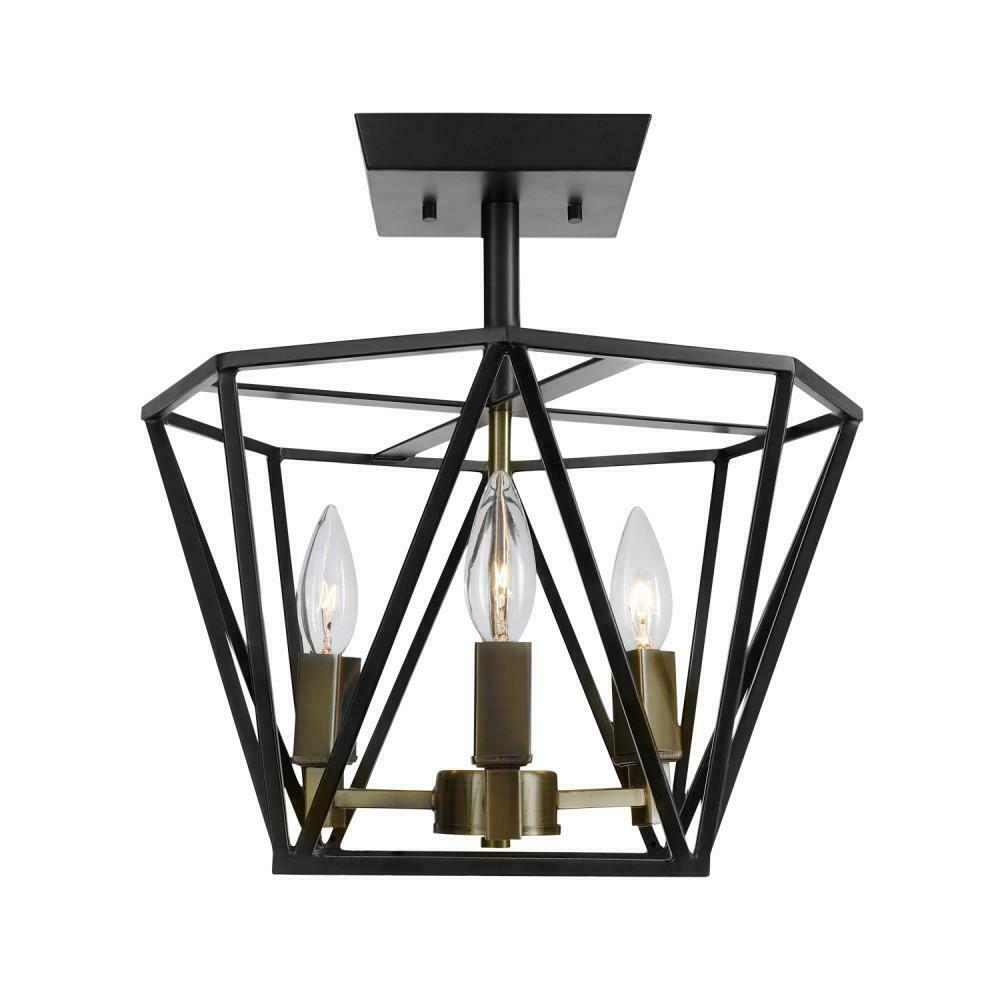 Globe Electric Sansa 3-Light Dark Bronze Semi-Flush Mount 65979