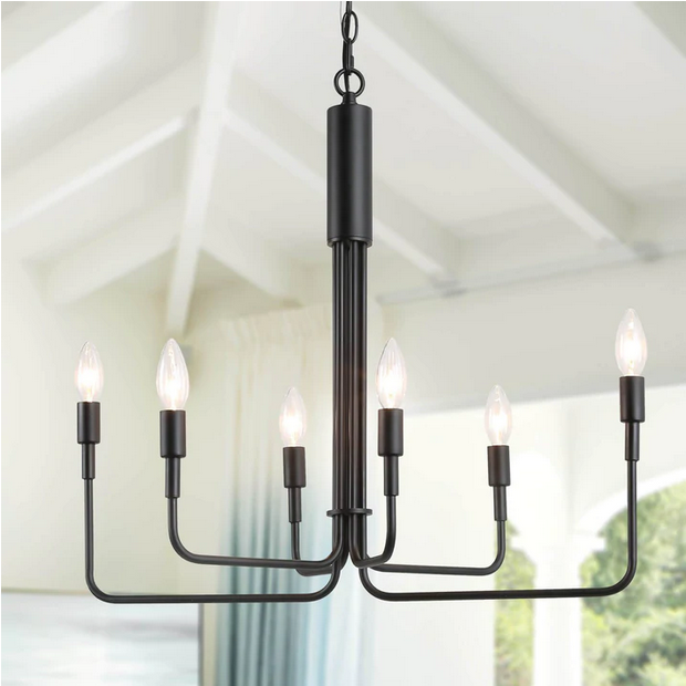 LNC Home Modern French Parlor Chandelier Black A03600