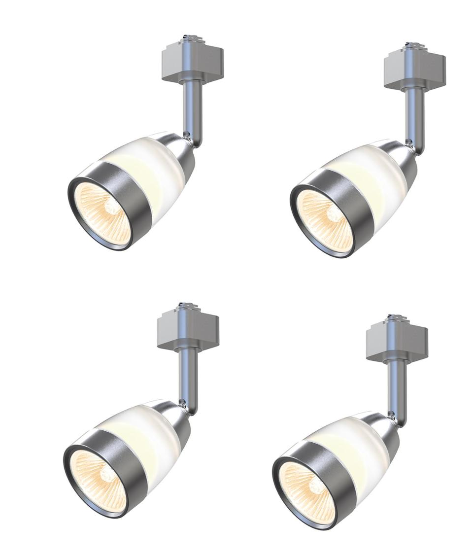 (4-PACK) Hampton Bay Frosted Middle Glass Brushed Nickel Track Light Head 804189
