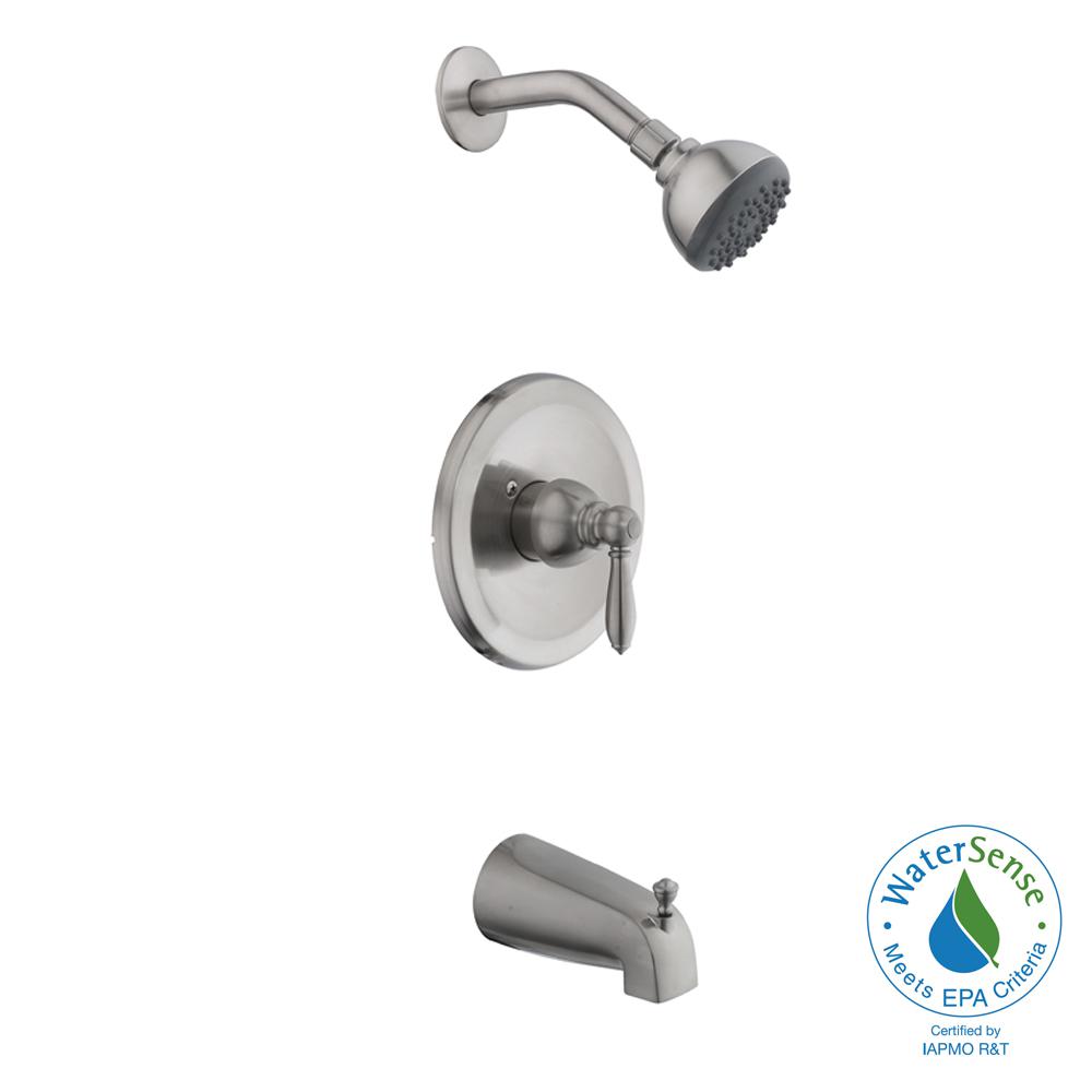 Glacier Bay 873W-0004 1-Handle 1-Spray Tub & Shower Faucet Brushed Nickel