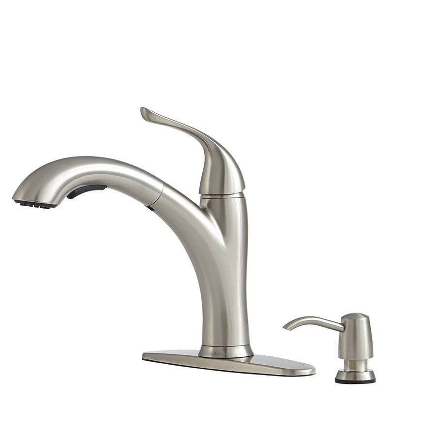 Giagni LK200-SS Abete Stainless Steel Deck Mount Pull-Out Kitchen Faucet 672118
