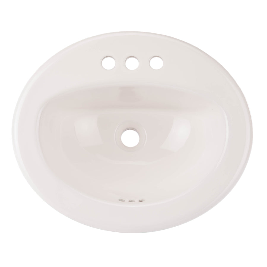 AquaSource ML-20504 White Drop-in Oval Bathroom Sink with Overflow 328882