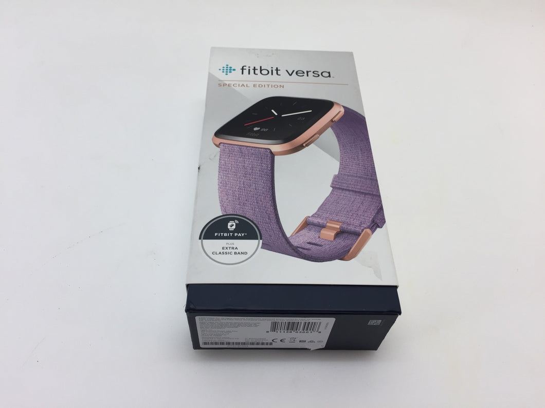 Fitbit Versa FB505RGLV Fitness Smart S/L Size Watch Lavender Rose Gold, NOB