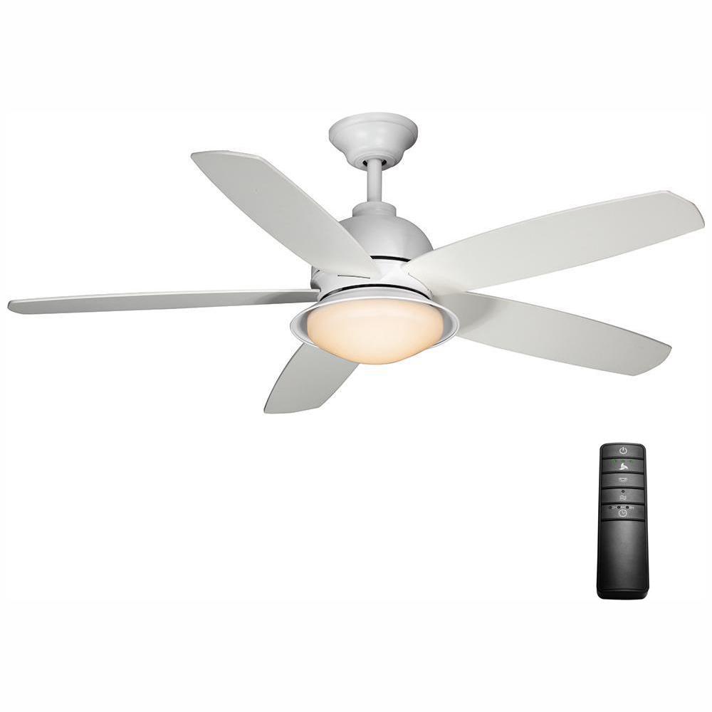Home Decorators Ackerly 52 in. LED Indoor/Outdoor Matte White Ceiling Fan 56012