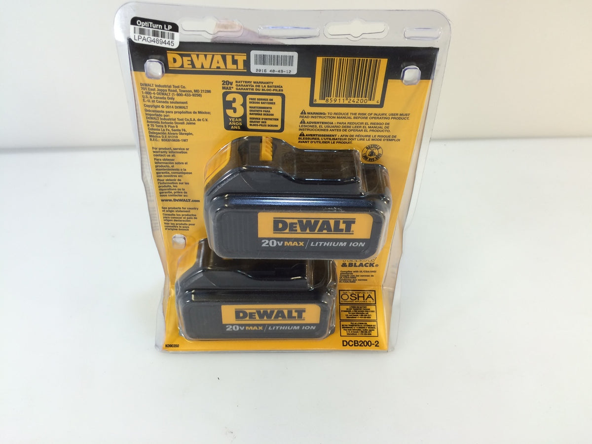 DEWALT DCB200-2 20-Volt 3Ah Max Lithium-Ion Battery (2-Pack) – NT ...