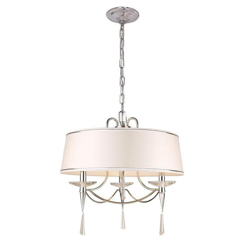 Hampton Bay Halina 3-Light Chrome Drum Pendant 21343-018