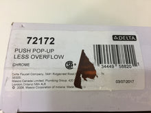 Load image into Gallery viewer, Delta 72172 Push Pop-Up Drain Assembly in Chrome with Less Overflow Holes
