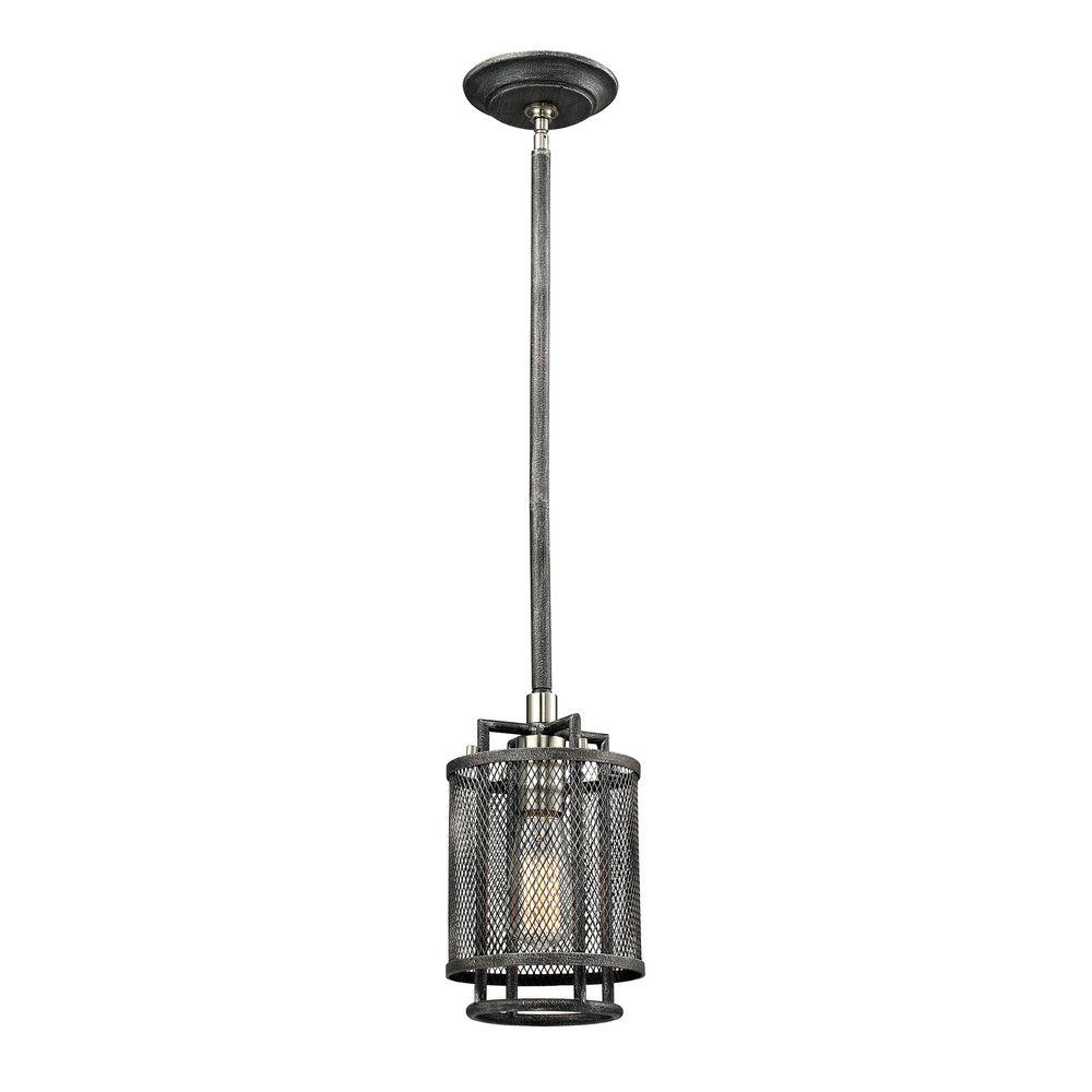 HDC TNP1142 1-Light Silvered Graphite Wire Mesh Restoration Pendant 1001599829